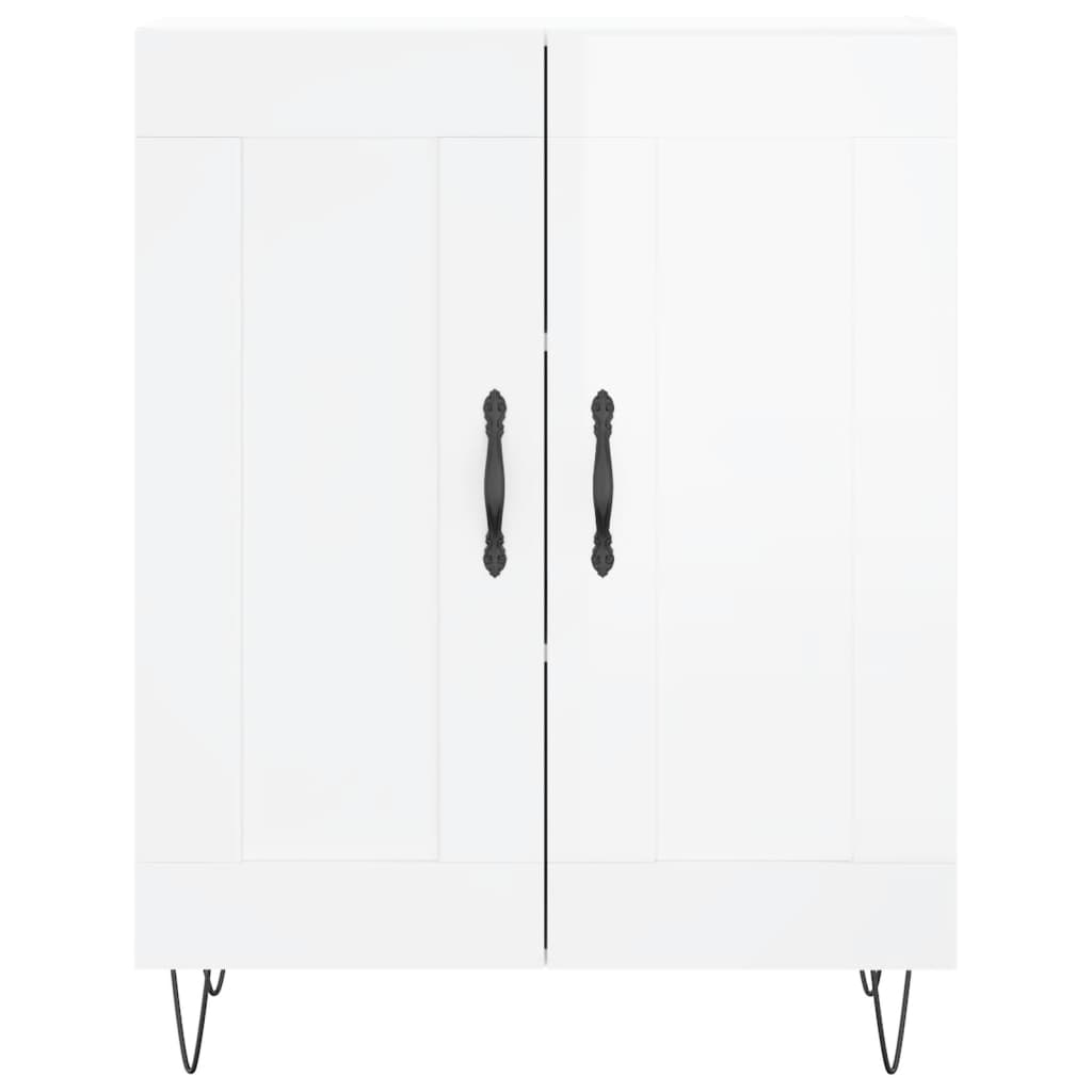 Dressoir 69,5X34X90 Cm Bewerkt Hout Hoogglans Wit