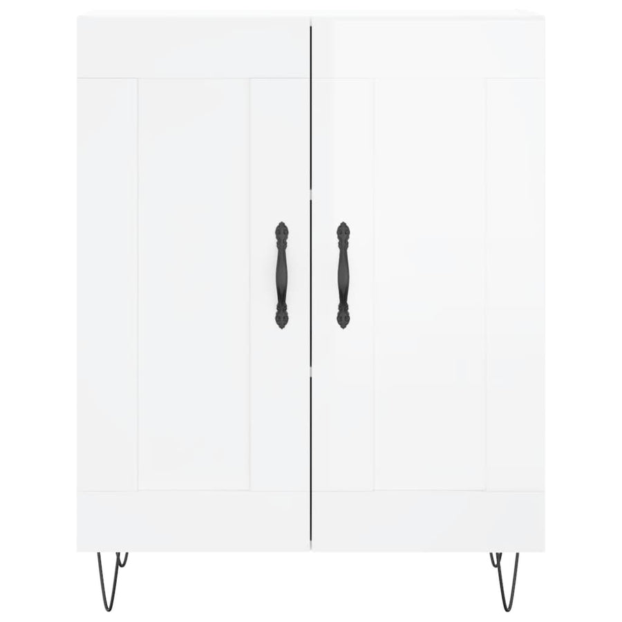 Dressoir 69,5X34X90 Cm Bewerkt Hout Hoogglans Wit