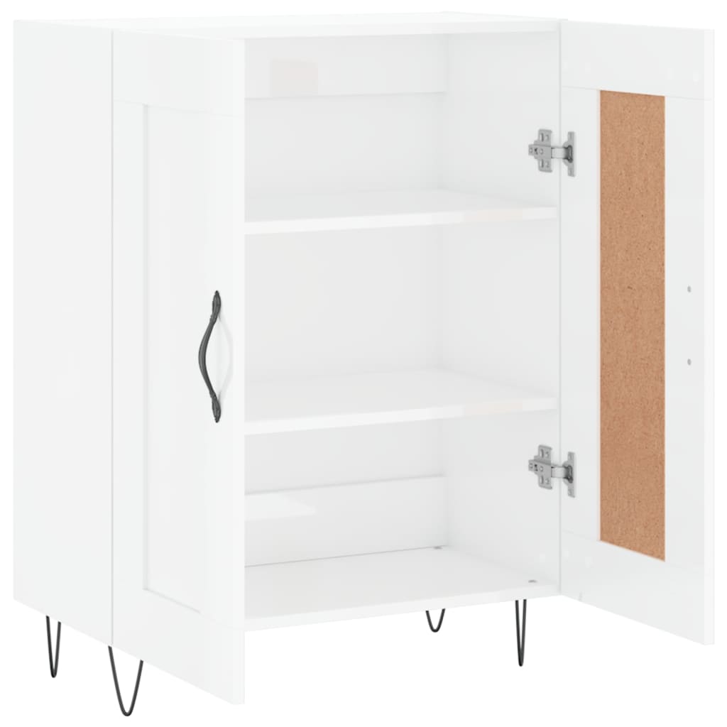 Dressoir 69,5X34X90 Cm Bewerkt Hout Hoogglans Wit