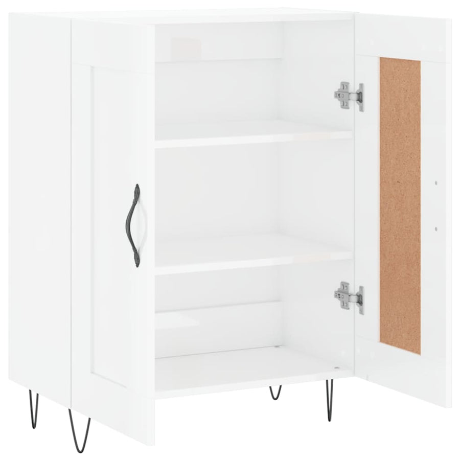 Dressoir 69,5X34X90 Cm Bewerkt Hout Hoogglans Wit