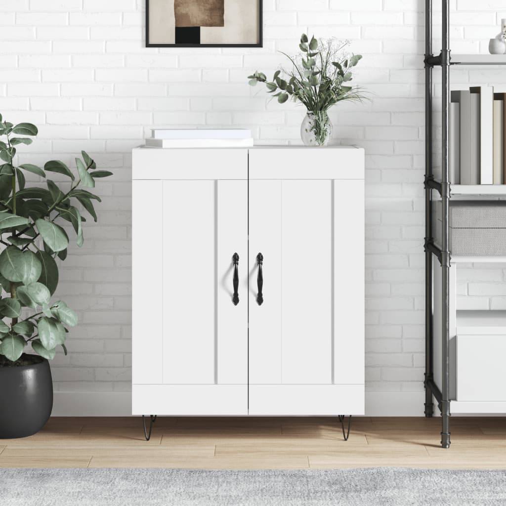 Dressoir 69,5X34X90 Cm Bewerkt Hout Hoogglans Wit