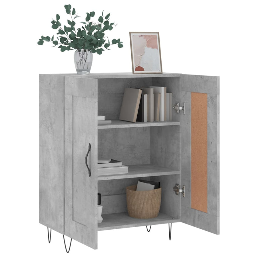 Dressoir 69,5X34X90 Cm Bewerkt Hout Betongrijs
