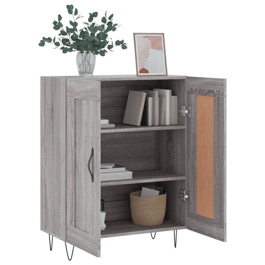 Dressoir 69,5X34X90 Cm Bewerkt Hout Eikenkleurig Grijs sonoma