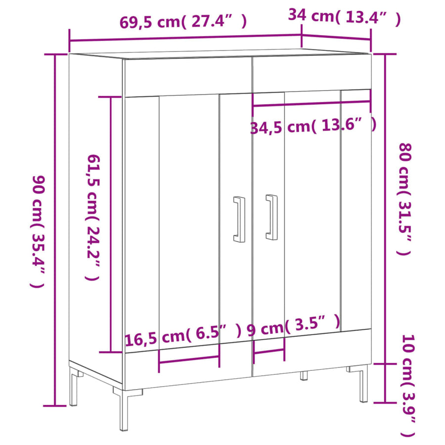 Dressoir 69,5X34X90 Cm Bewerkt Hout Wit