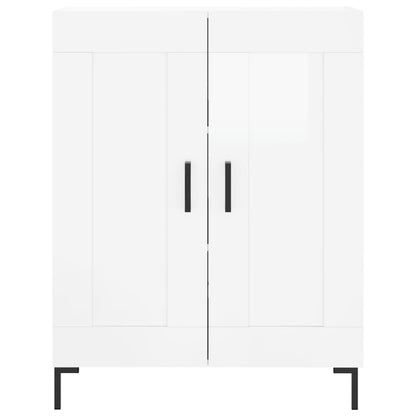 Dressoir 69,5X34X90 Cm Bewerkt Hout Hoogglans Wit