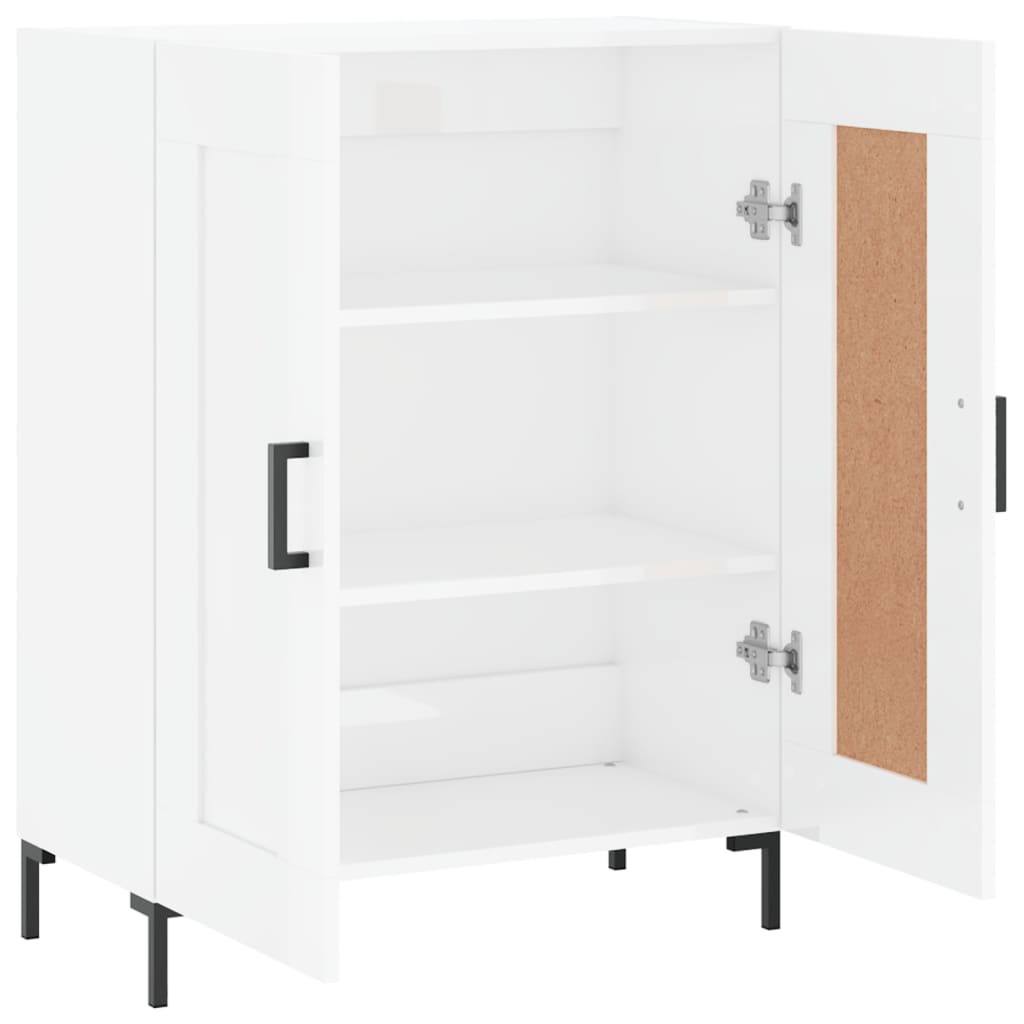 Dressoir 69,5X34X90 Cm Bewerkt Hout Hoogglans Wit