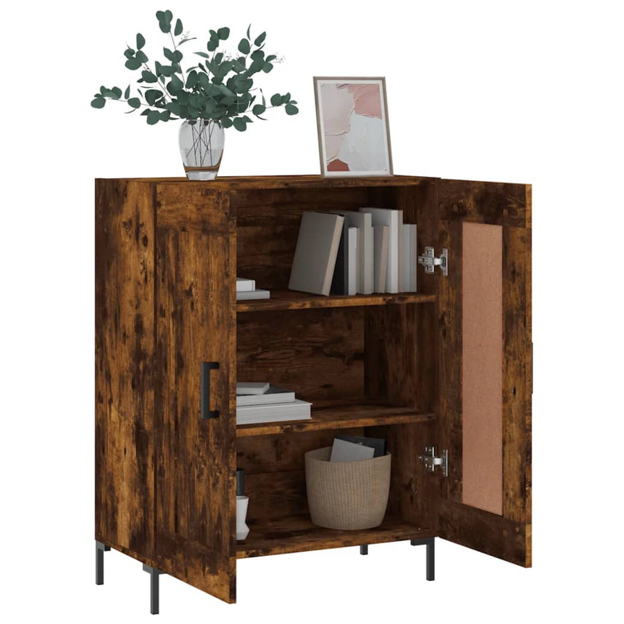 Dressoir 69,5X34X90 Cm Bewerkt Hout Kleurig Gerookt eiken
