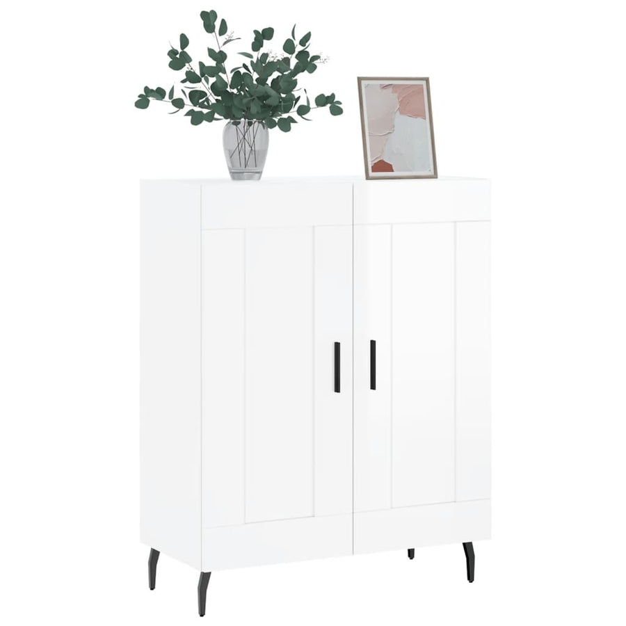 Dressoir 69,5X34X90 Cm Bewerkt Hout Hoogglans Wit
