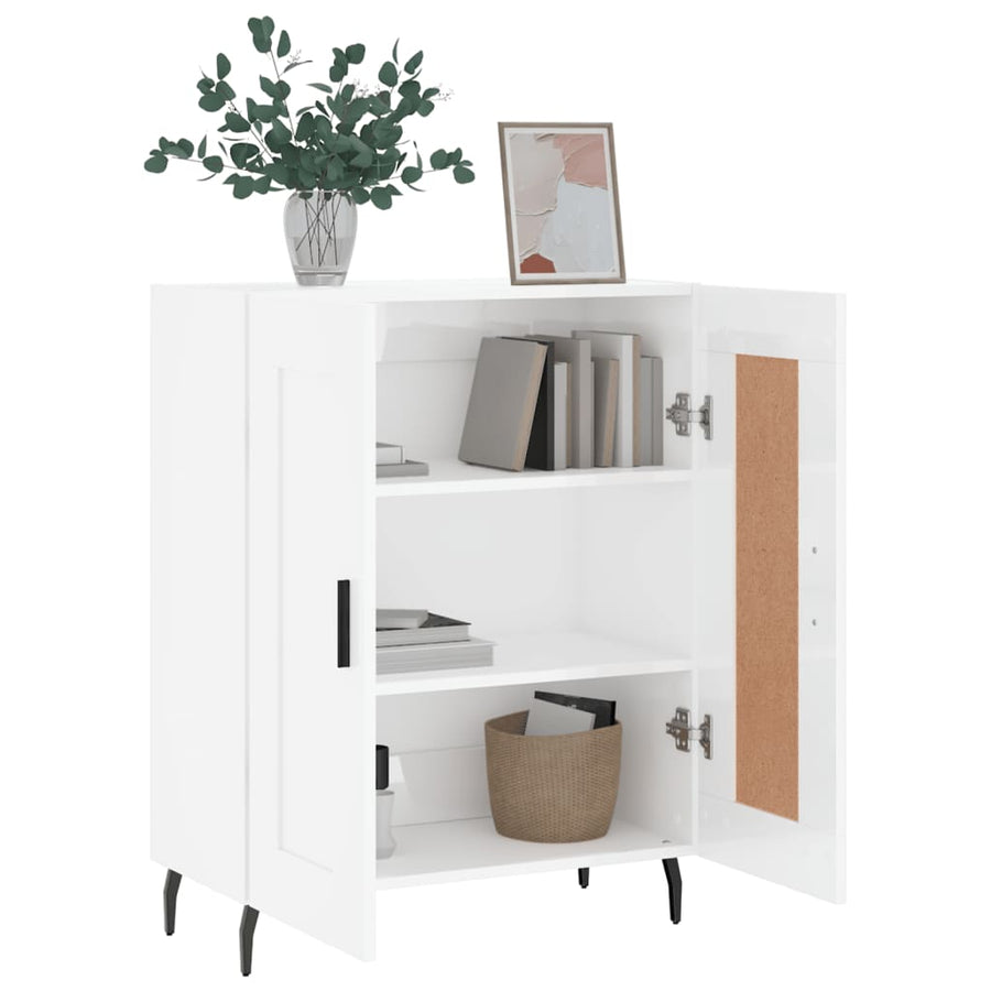Dressoir 69,5X34X90 Cm Bewerkt Hout Hoogglans Wit