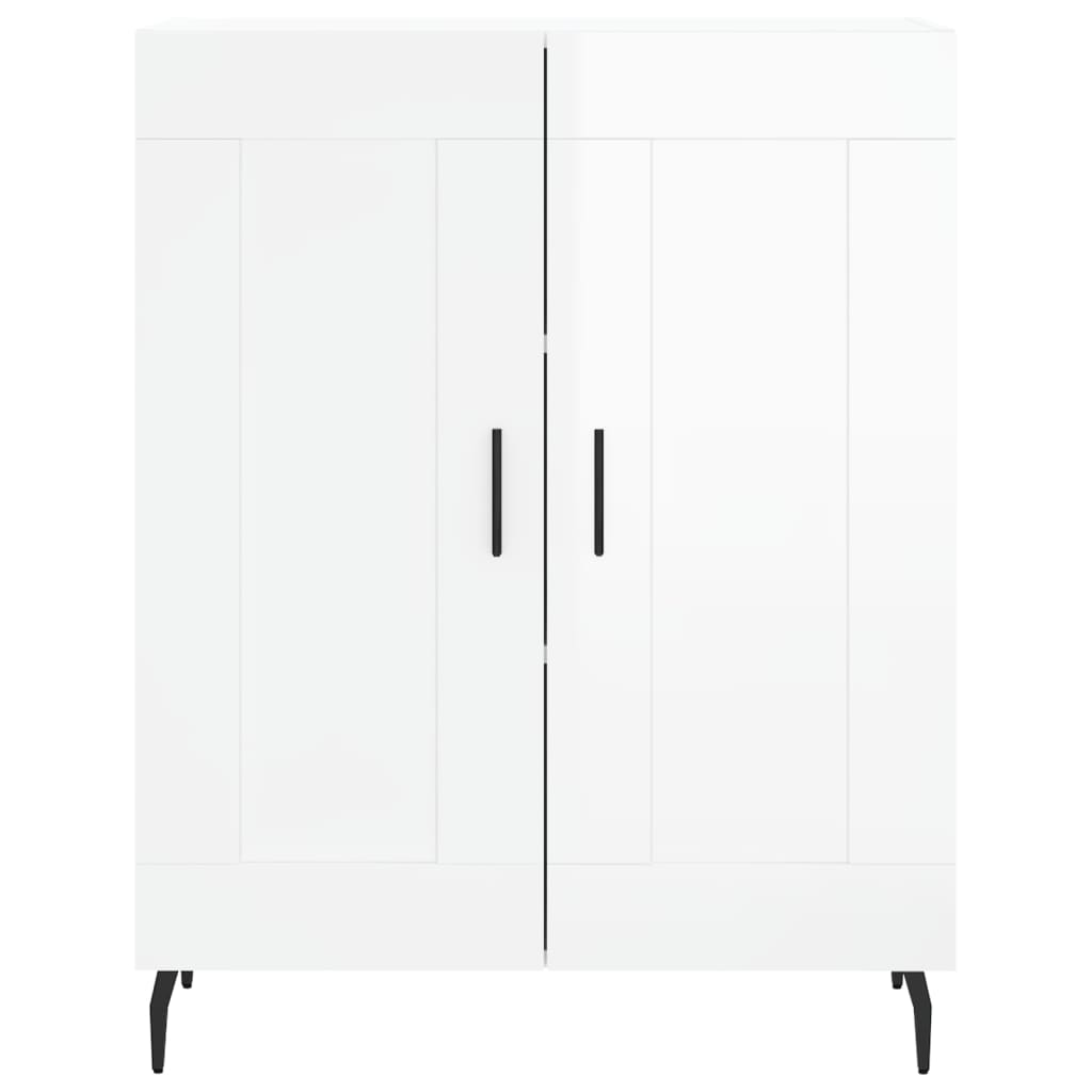 Dressoir 69,5X34X90 Cm Bewerkt Hout Hoogglans Wit