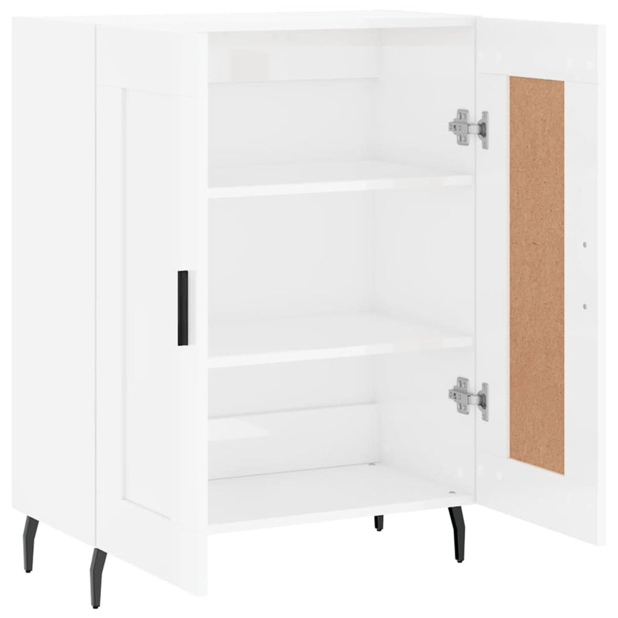 Dressoir 69,5X34X90 Cm Bewerkt Hout Hoogglans Wit