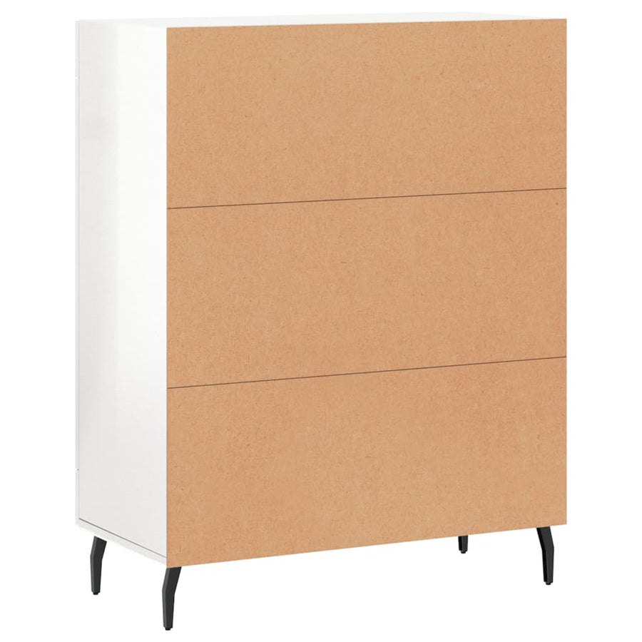 Dressoir 69,5X34X90 Cm Bewerkt Hout Hoogglans Wit