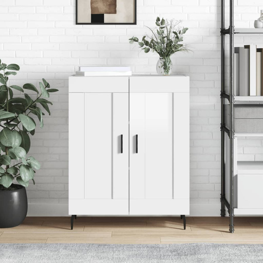 Dressoir 69,5X34X90 Cm Bewerkt Hout Hoogglans Wit