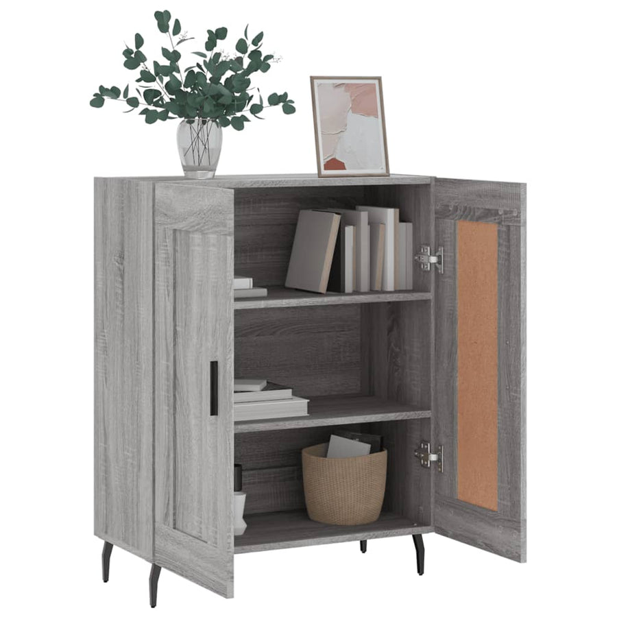 Dressoir 69,5X34X90 Cm Bewerkt Hout Eikenkleurig Grijs sonoma