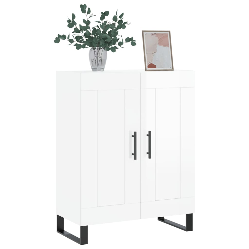 Dressoir 69,5X34X90 Cm Bewerkt Hout Hoogglans Wit
