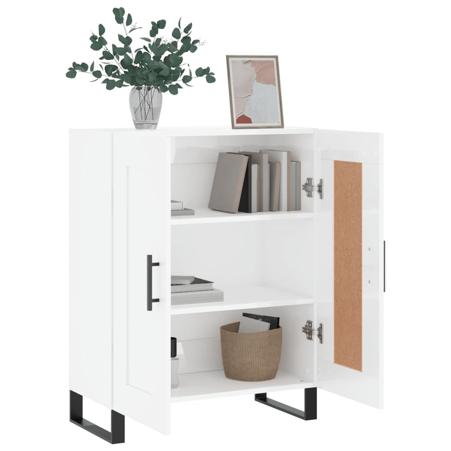 Dressoir 69,5X34X90 Cm Bewerkt Hout Hoogglans Wit