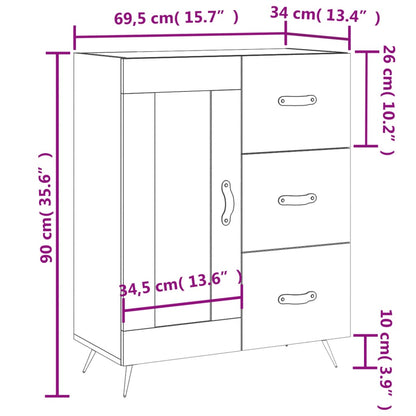Dressoir 69,5X34X90 Cm Bewerkt Hout Wit
