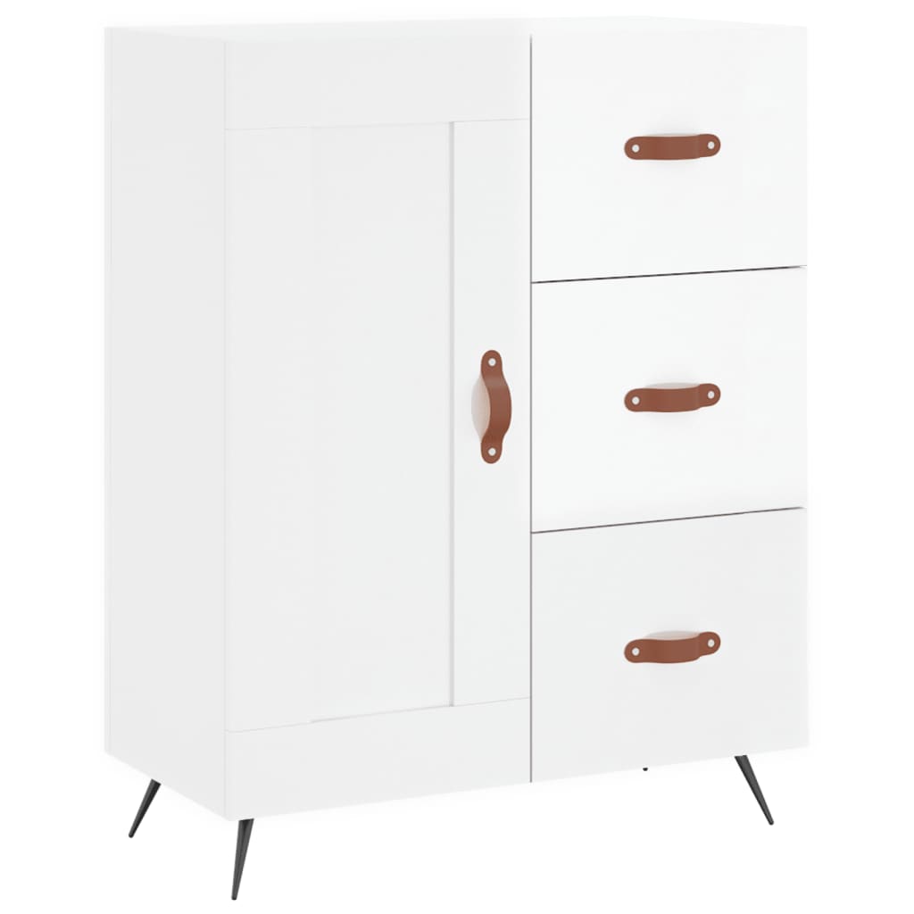 Dressoir 69,5X34X90 Cm Bewerkt Hout Hoogglans Wit