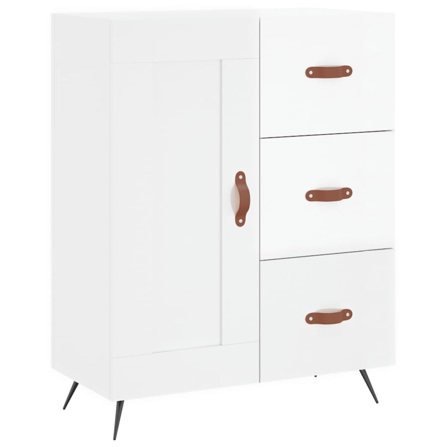 Dressoir 69,5X34X90 Cm Bewerkt Hout Hoogglans Wit