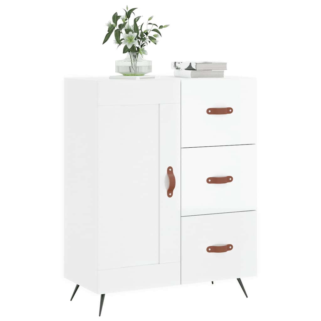 Dressoir 69,5X34X90 Cm Bewerkt Hout Hoogglans Wit