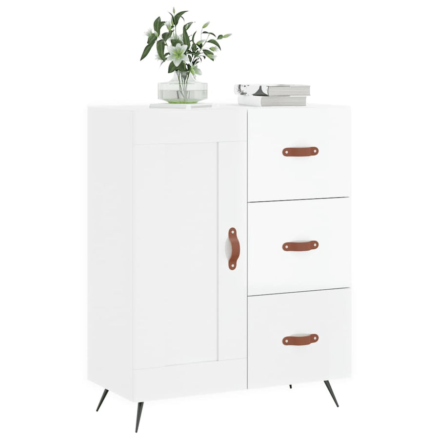 Dressoir 69,5X34X90 Cm Bewerkt Hout Hoogglans Wit