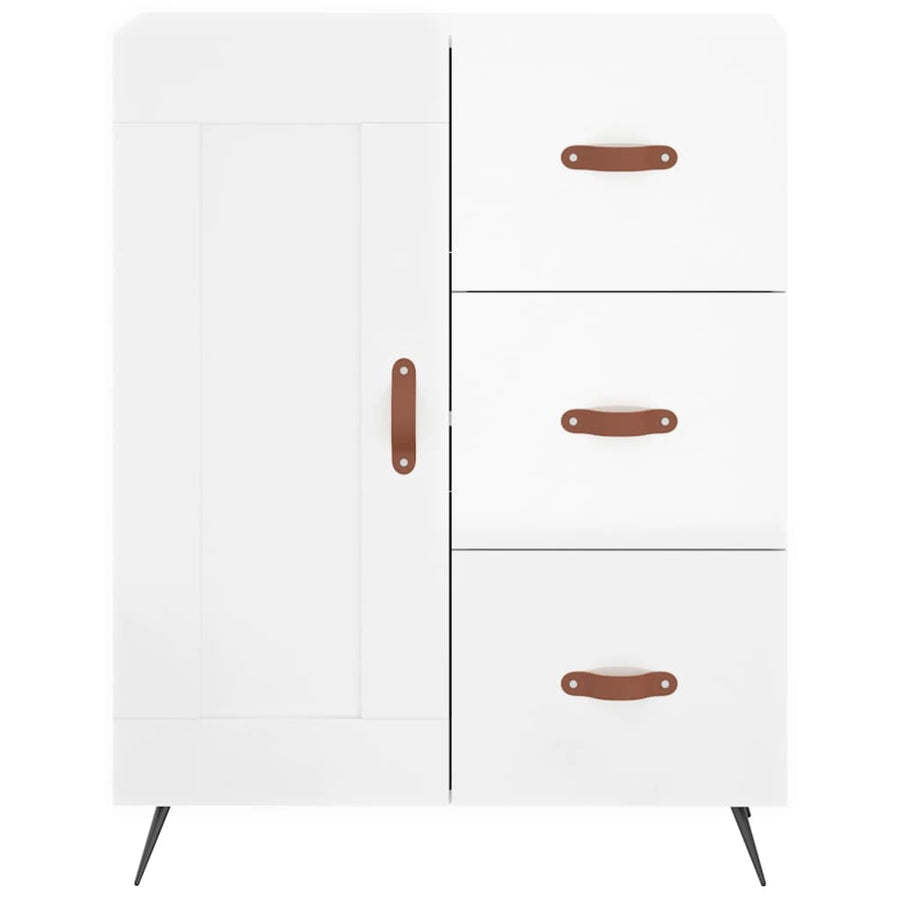 Dressoir 69,5X34X90 Cm Bewerkt Hout Hoogglans Wit