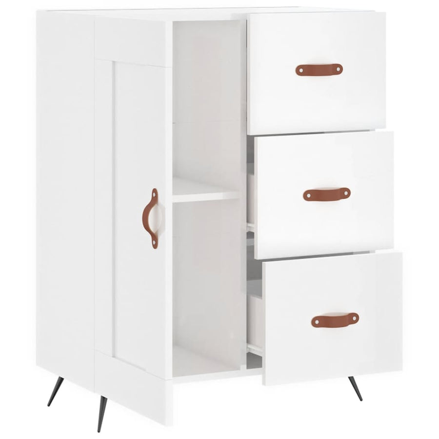 Dressoir 69,5X34X90 Cm Bewerkt Hout Hoogglans Wit