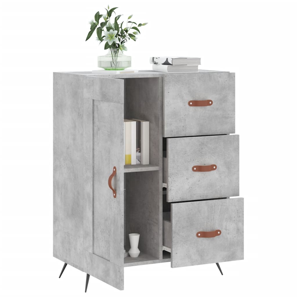 Dressoir 69,5X34X90 Cm Bewerkt Hout Betongrijs
