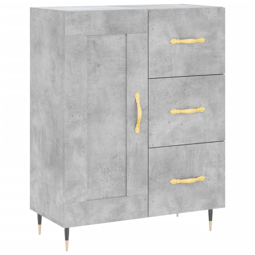 Dressoir 69,5X34X90 Cm Bewerkt Hout Betongrijs