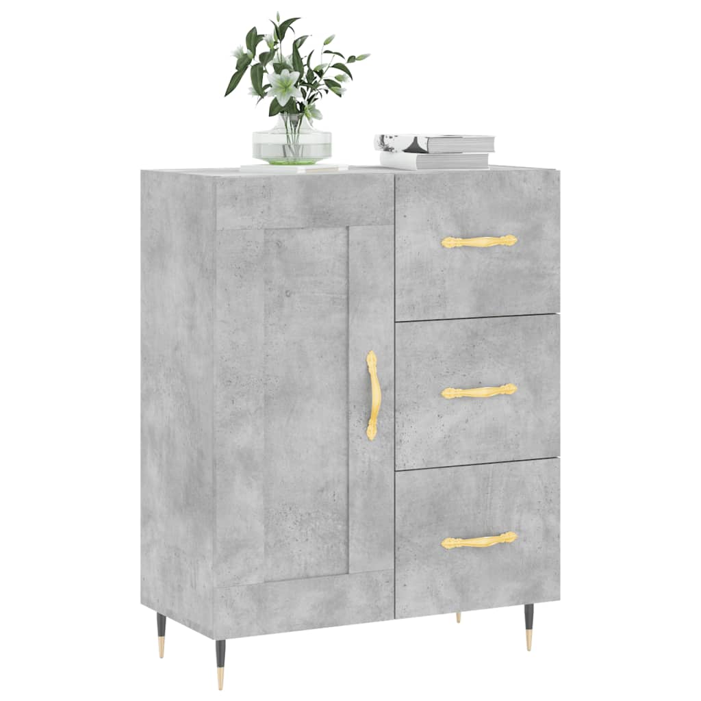 Dressoir 69,5X34X90 Cm Bewerkt Hout Betongrijs