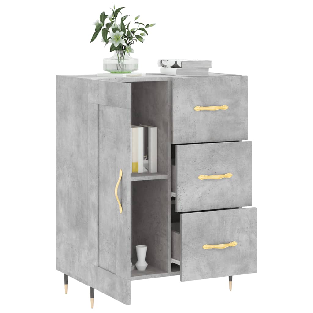 Dressoir 69,5X34X90 Cm Bewerkt Hout Betongrijs