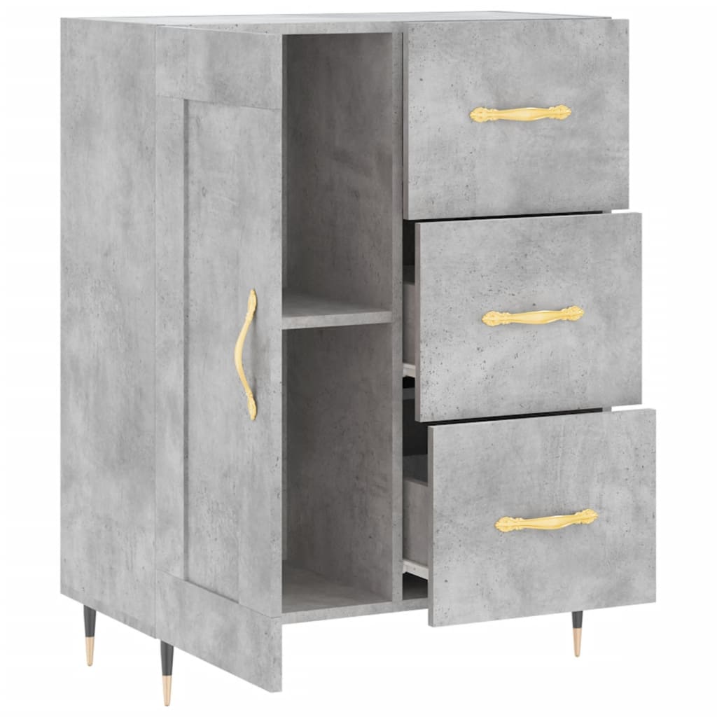 Dressoir 69,5X34X90 Cm Bewerkt Hout Betongrijs
