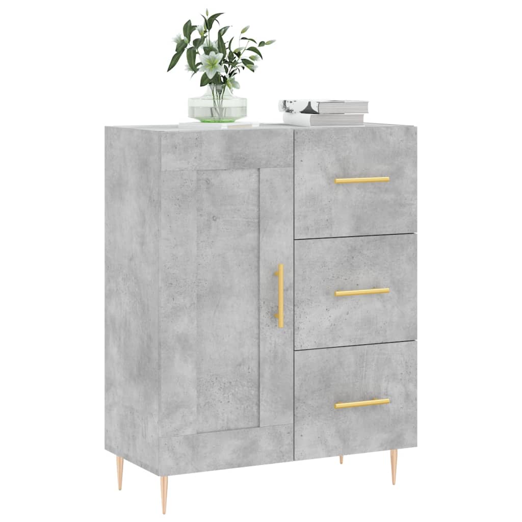 Dressoir 69,5X34X90 Cm Bewerkt Hout Betongrijs