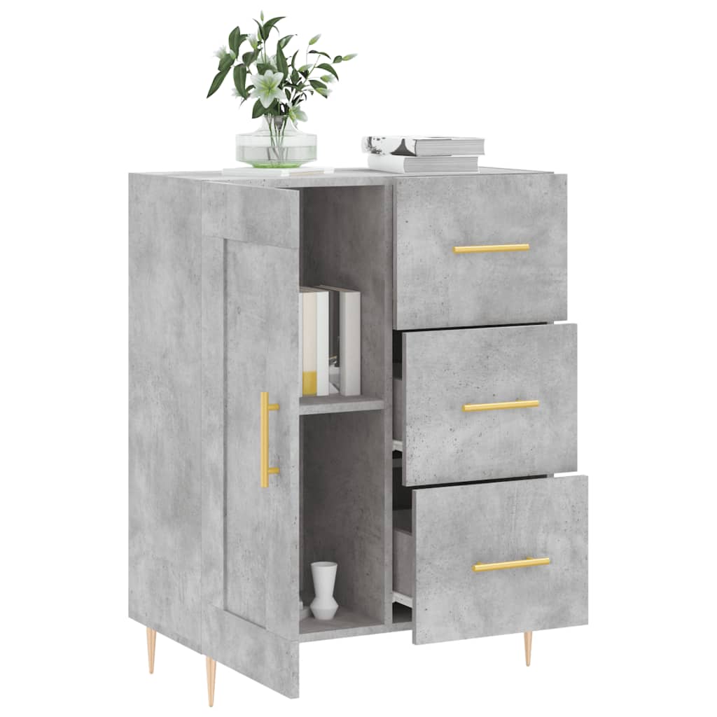 Dressoir 69,5X34X90 Cm Bewerkt Hout Betongrijs