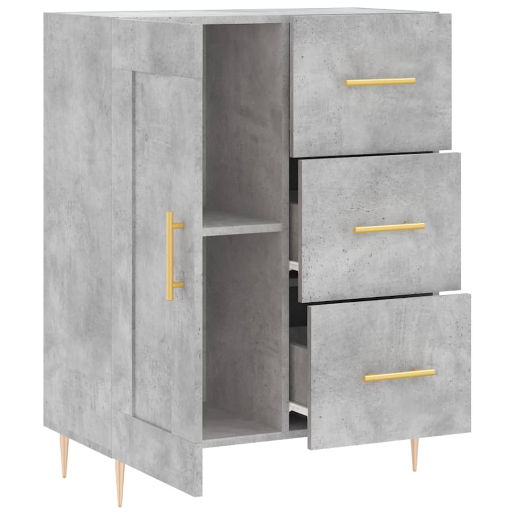 Dressoir 69,5X34X90 Cm Bewerkt Hout Betongrijs
