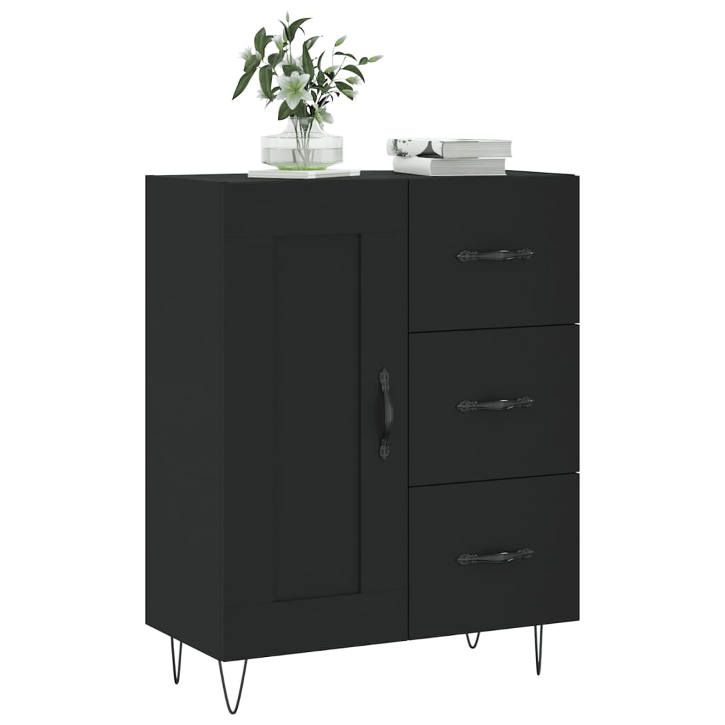 Dressoir 69,5X34X90 Cm Bewerkt Hout Zwart