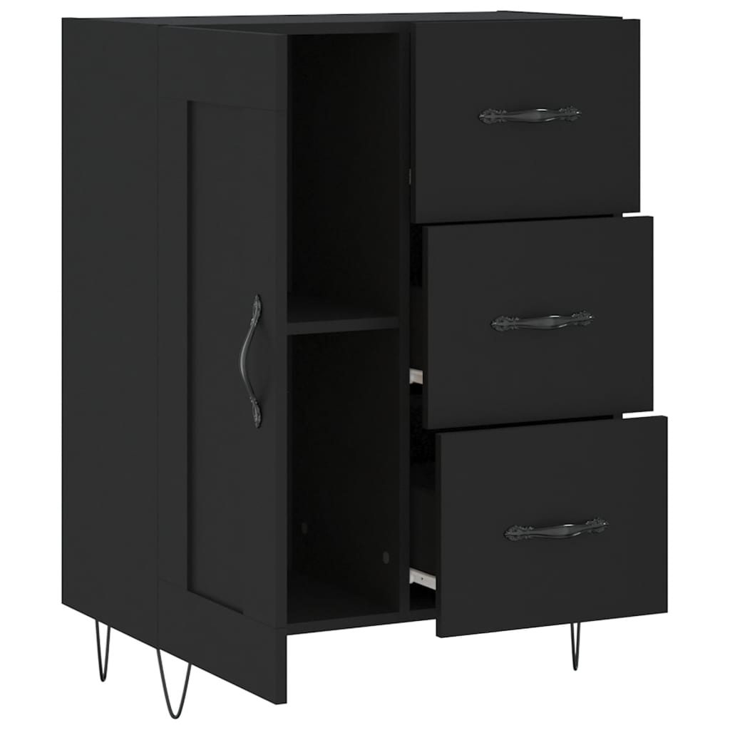 Dressoir 69,5X34X90 Cm Bewerkt Hout Zwart