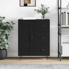 Sideboard 69.5x34x90 cm carved wood black