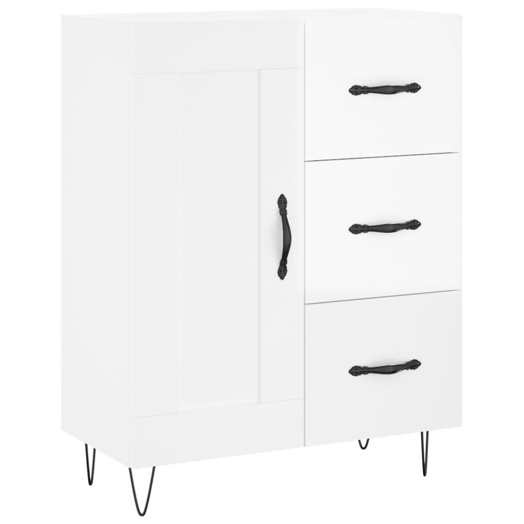 Dressoir 69,5X34X90 Cm Bewerkt Hout Hoogglans Wit