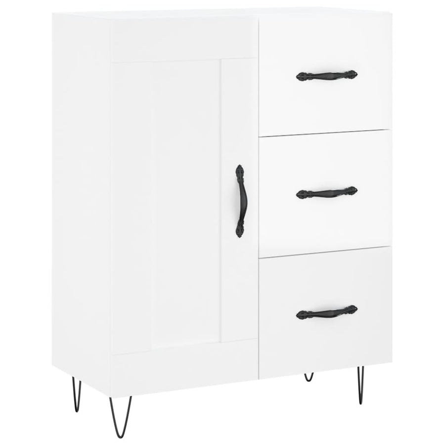 Dressoir 69,5X34X90 Cm Bewerkt Hout Hoogglans Wit