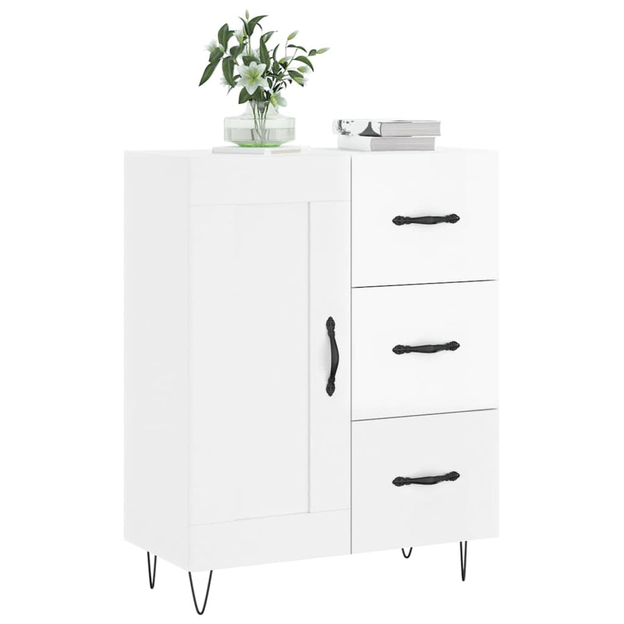Dressoir 69,5X34X90 Cm Bewerkt Hout Hoogglans Wit