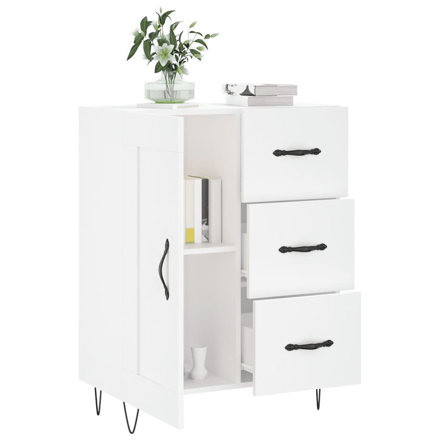 Dressoir 69,5X34X90 Cm Bewerkt Hout Hoogglans Wit