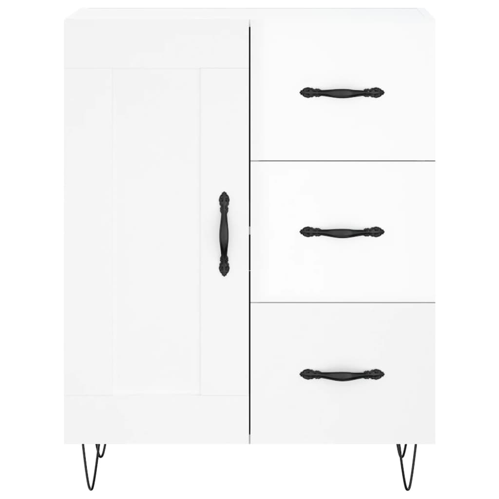 Dressoir 69,5X34X90 Cm Bewerkt Hout Hoogglans Wit