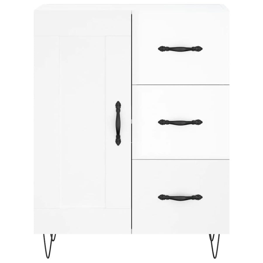 Dressoir 69,5X34X90 Cm Bewerkt Hout Hoogglans Wit