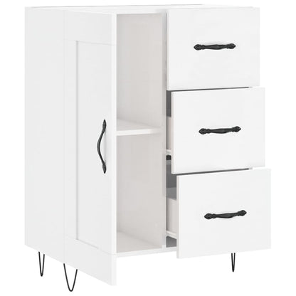 Dressoir 69,5X34X90 Cm Bewerkt Hout Hoogglans Wit