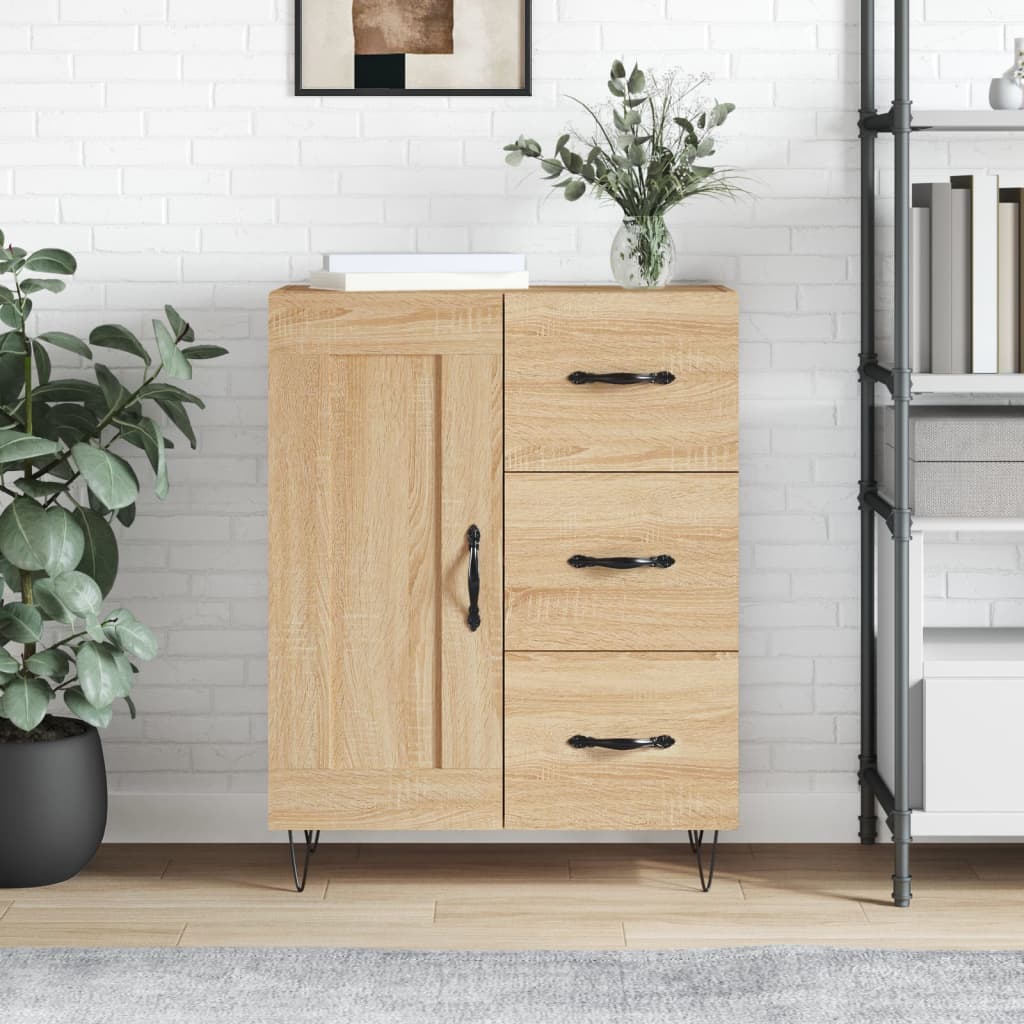 Dressoir 69,5X34X90 Cm Bewerkt Hout Sonoma Eikenkleurig