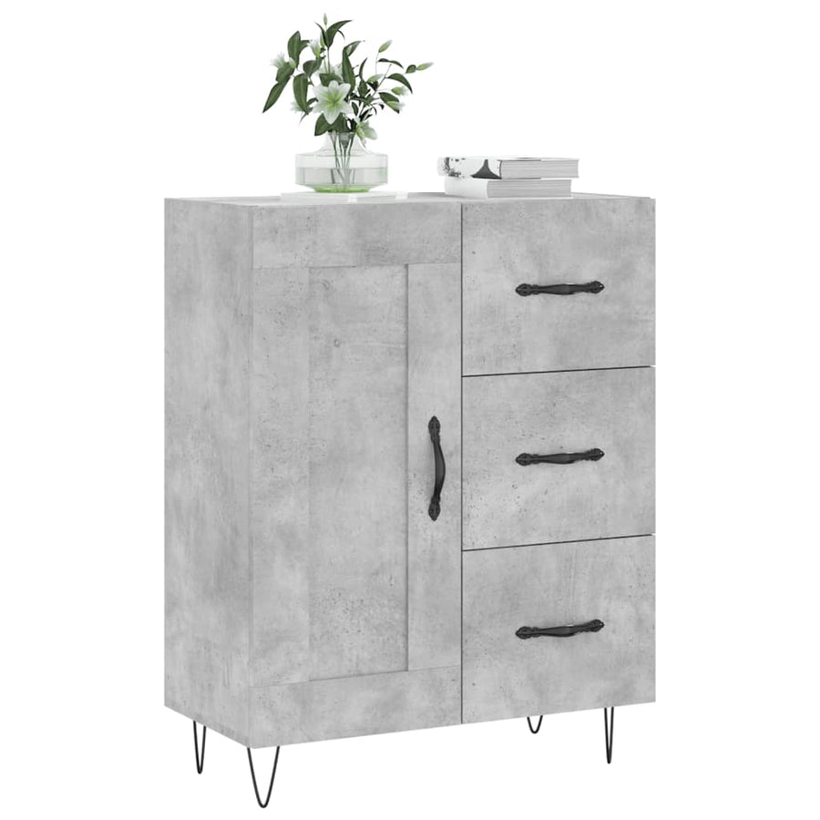Dressoir 69,5X34X90 Cm Bewerkt Hout Betongrijs