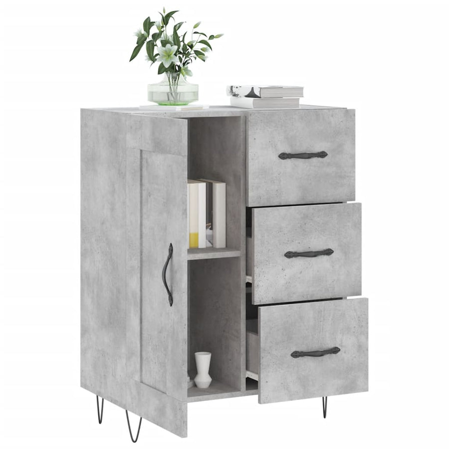 Dressoir 69,5X34X90 Cm Bewerkt Hout Betongrijs