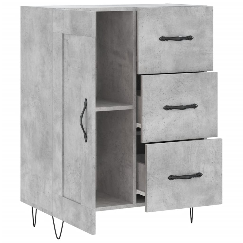 Dressoir 69,5X34X90 Cm Bewerkt Hout Betongrijs