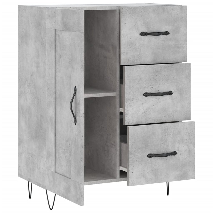 Dressoir 69,5X34X90 Cm Bewerkt Hout Betongrijs